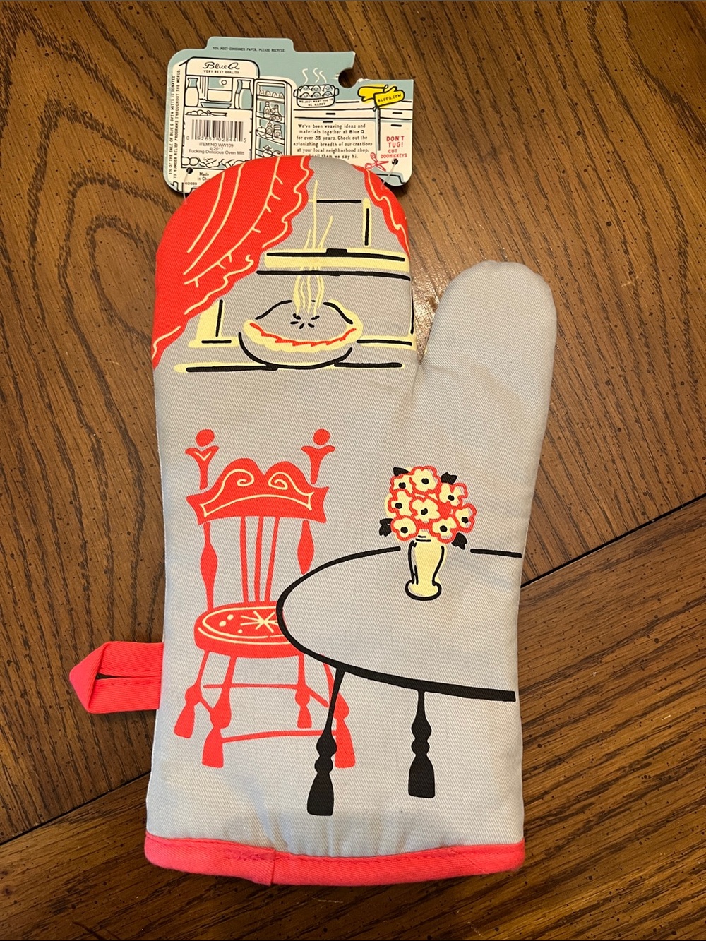 Blue Q "This is F***ing Delicious"‎ Retro Diner Oven Mitt, new - Picture 5 of 8